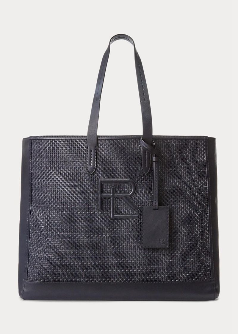 パープル レーベル バッグ メンズ ネイビー Monogram Woven カーフスキン トート XBFER9837